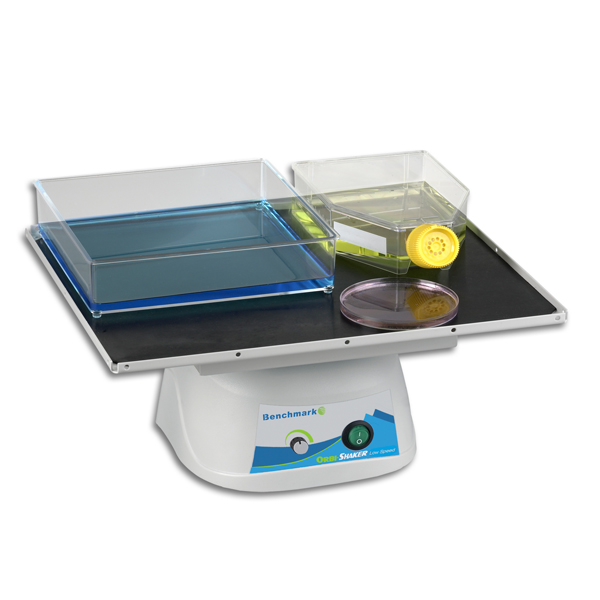 Agitador orbital Orbi-Blotter con plataforma de goma antideslizante 14 x 12 pulgadas. Movimiento orbital suave para aplicaciones de gel. Órbita circular horizontal de 19 mm para aireación y mezcla. Control de velocidad variable